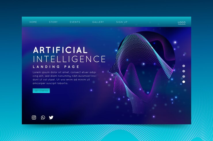 Vettore gratuito modello di pagina di destinazione per l'intelligenza artificiale