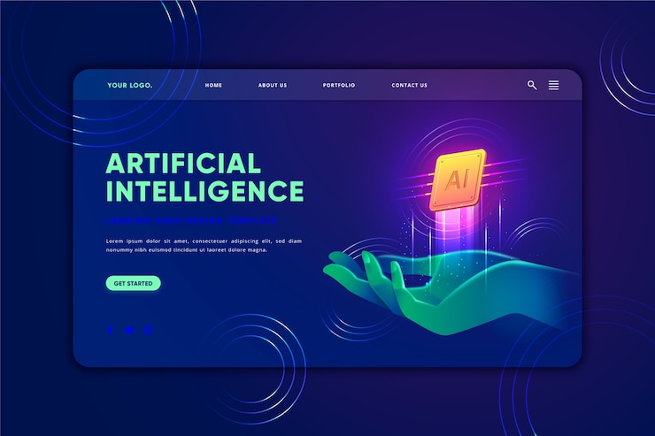 Vettore gratuito modello di pagina di destinazione per l'intelligenza artificiale