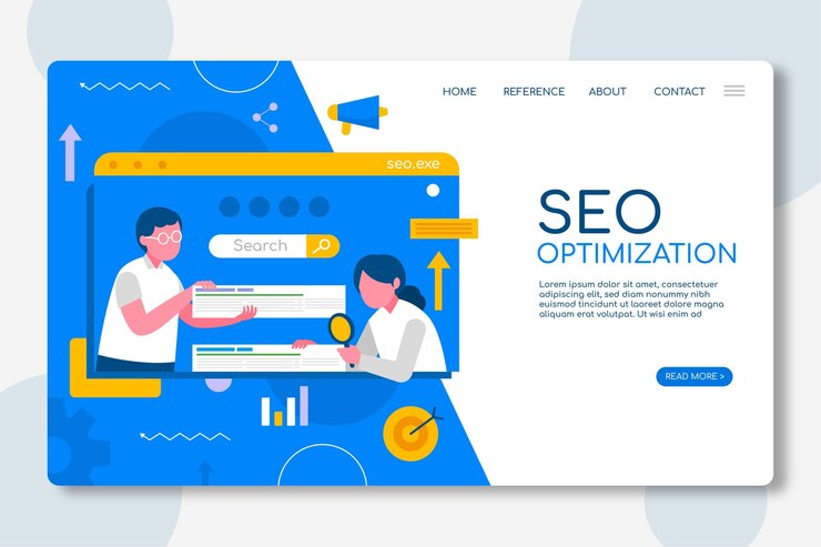 Vettore gratuito modello di pagina di destinazione per l'ottimizzazione seo