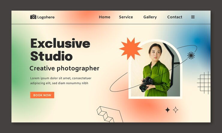 Vettore gratuito modello di pagina di destinazione per la carriera fotografica
