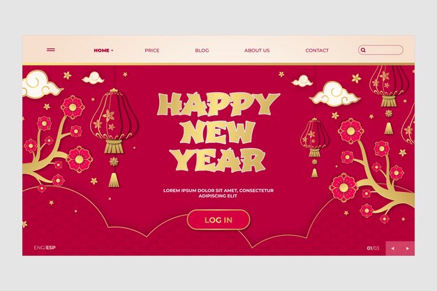 Modello di pagina di destinazione per la celebrazione del capodanno cinese