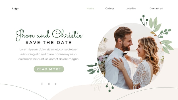 Modello di pagina di destinazione per la celebrazione del matrimonio floreale