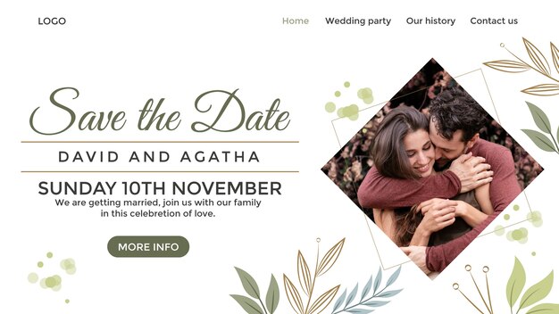 Modello di pagina di destinazione per la celebrazione del matrimonio