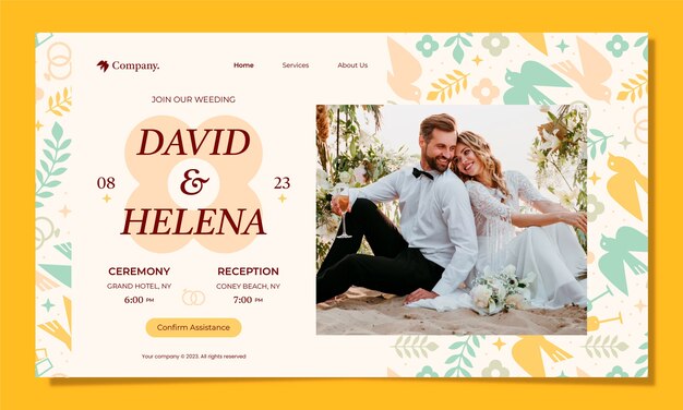 Modello di pagina di destinazione per la celebrazione del matrimonio