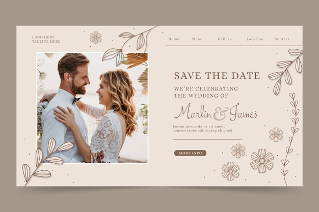 Modello di pagina di destinazione per la celebrazione del matrimonio