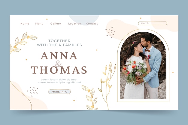 Modello di pagina di destinazione per la celebrazione del matrimonio