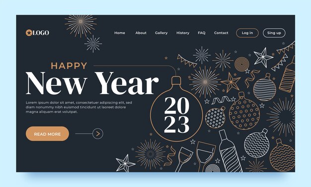 Modello di pagina di destinazione per la celebrazione del nuovo anno 2023