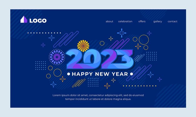 Modello di pagina di destinazione per la celebrazione del nuovo anno