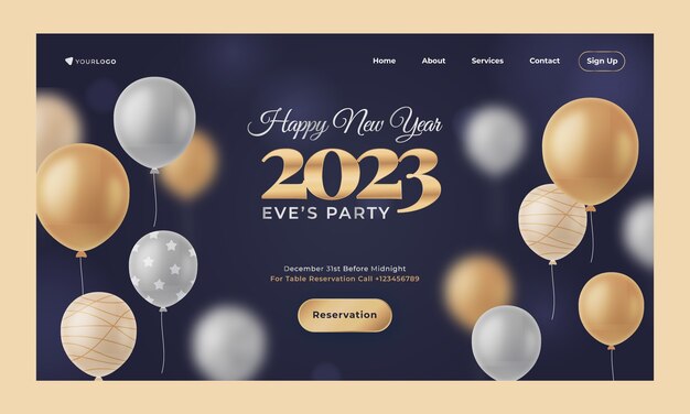 Modello di pagina di destinazione per la celebrazione del nuovo anno