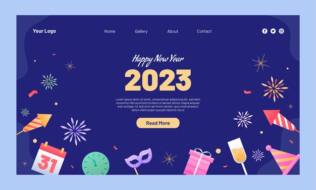 Modello di pagina di destinazione per la celebrazione del nuovo anno