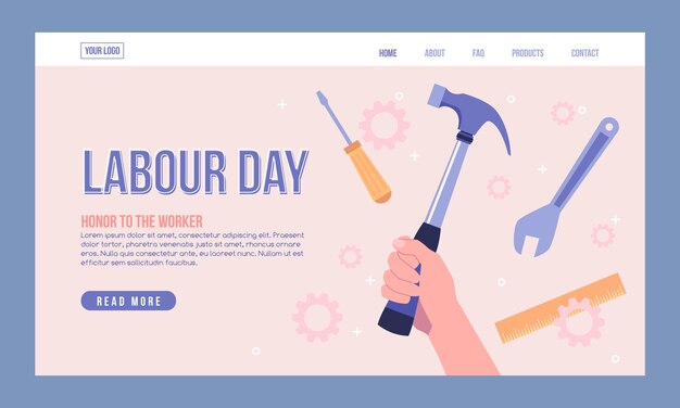 Modello di pagina di destinazione per la festa del lavoro piatto
