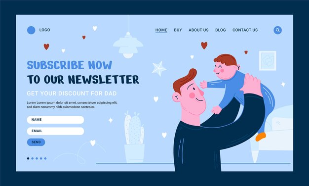 Modello di pagina di destinazione per la festa del papà piatto