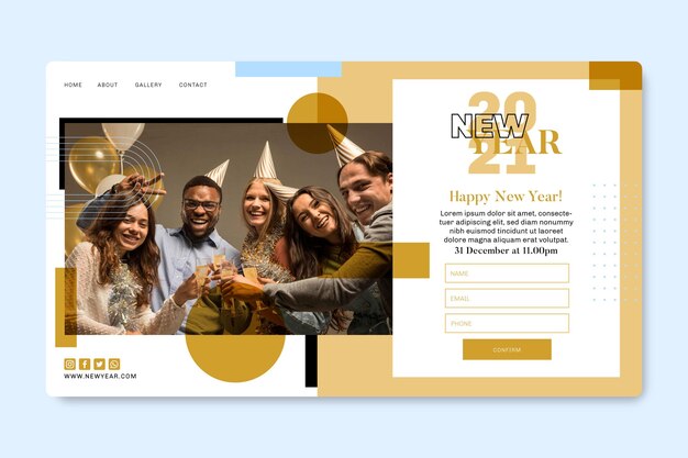 Modello di pagina di destinazione per la festa di capodanno con gli amici