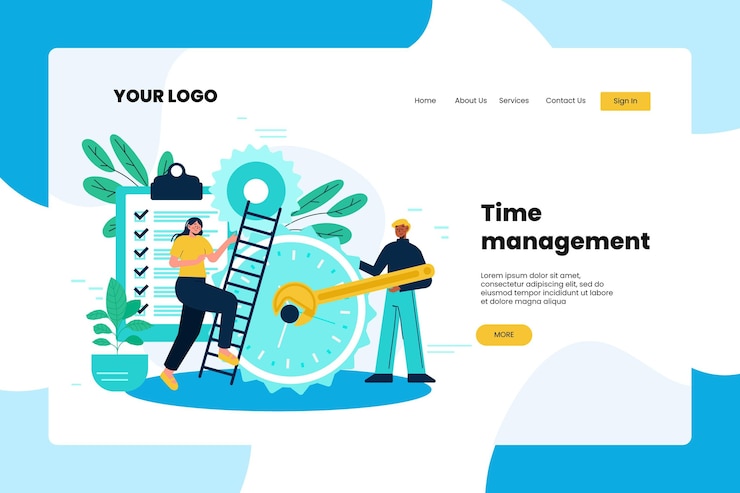 Vettore gratuito modello di pagina di destinazione per la gestione del tempo disegnato a mano