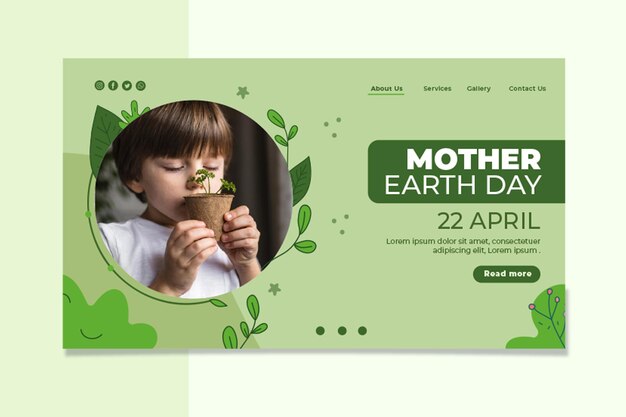 Modello di pagina di destinazione per la giornata della madre terra