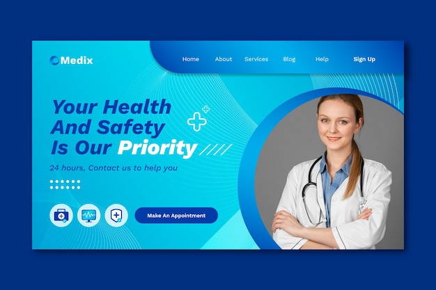 Modello di pagina di destinazione per le cure ospedaliere