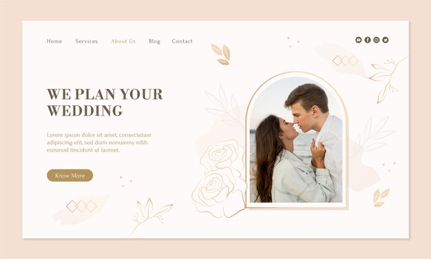 Modello di pagina di destinazione per matrimoni e matrimoni