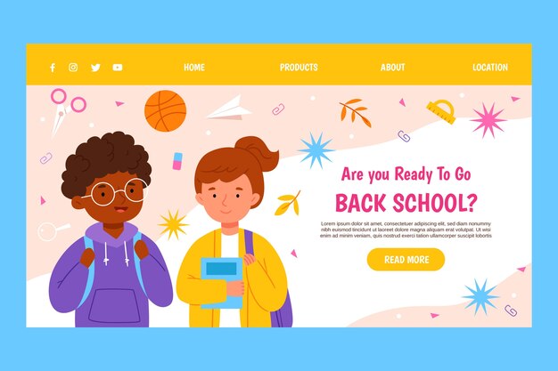 Modello di pagina di destinazione per tornare alla stagione scolastica