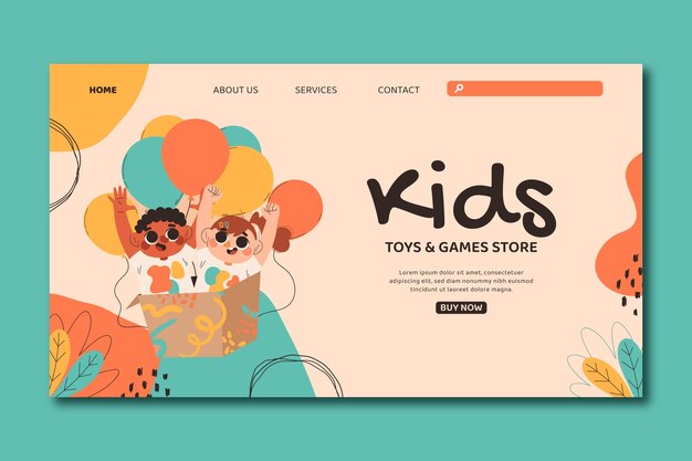 Modello di pagina di destinazione piatta per bambini