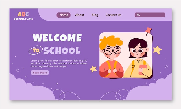 Modello di pagina di destinazione piatta per il ritorno a scuola