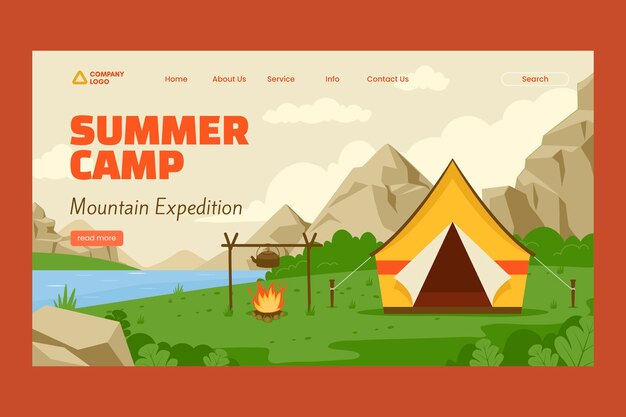 Modello di pagina di destinazione piatta per l'estate
