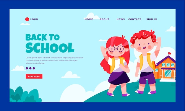 Modello di pagina di destinazione piatta per la stagione del ritorno a scuola