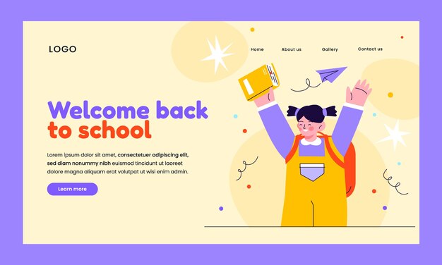 Modello di pagina di destinazione piatta per la stagione del ritorno a scuola