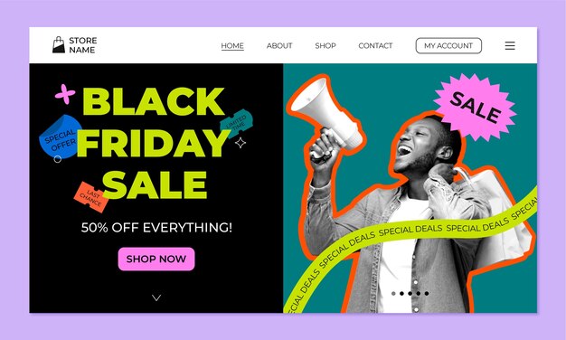 Modello di pagina di destinazione piatta per le vendite del Black Friday
