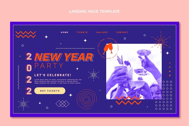 Modello di pagina di destinazione piatto del nuovo anno