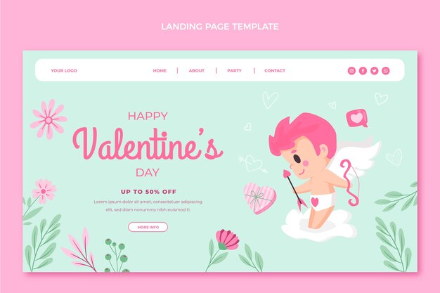 Modello di pagina di destinazione piatto di San Valentino