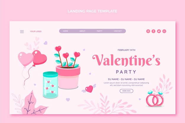 Modello di pagina di destinazione piatto di San Valentino