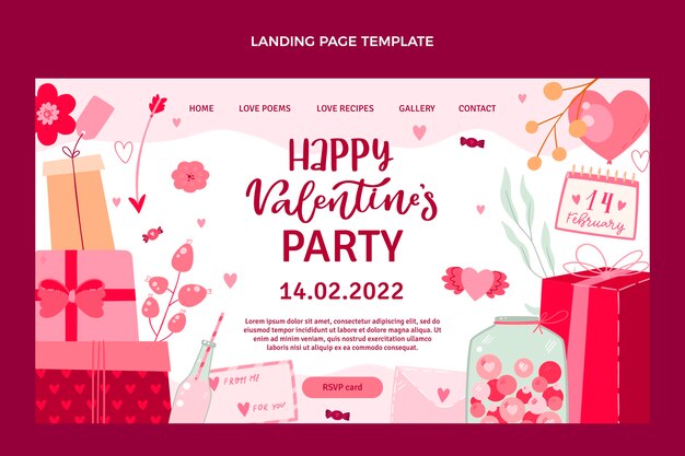 Modello di pagina di destinazione piatto di San Valentino