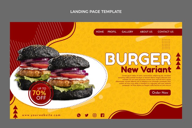 Modello di pagina di destinazione piatto fast food