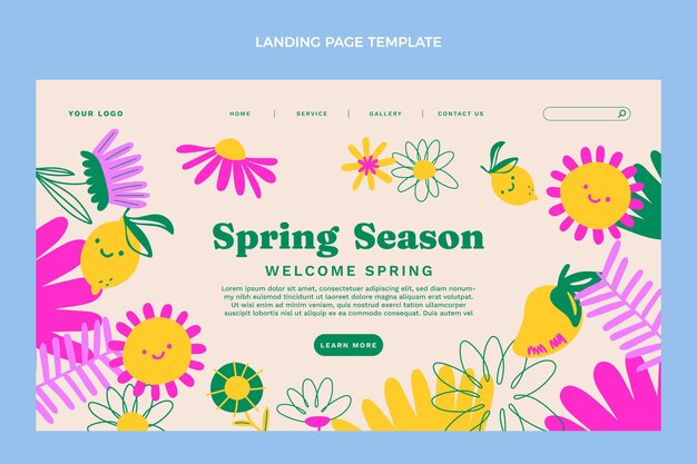 Modello di pagina di destinazione primaverile disegnato a mano