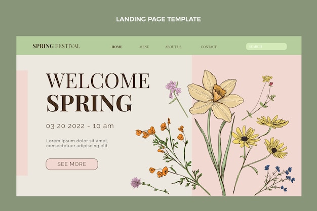 Modello di pagina di destinazione primaverile disegnato a mano
