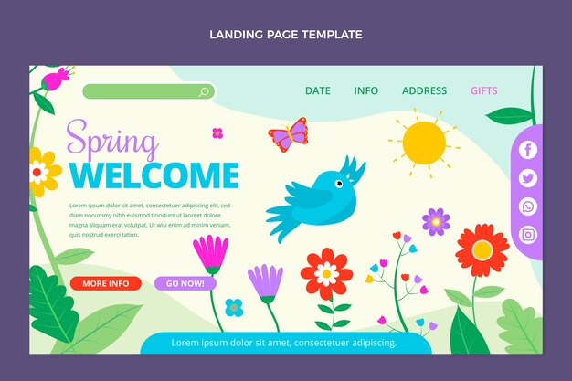 Modello di pagina di destinazione primaverile piatta