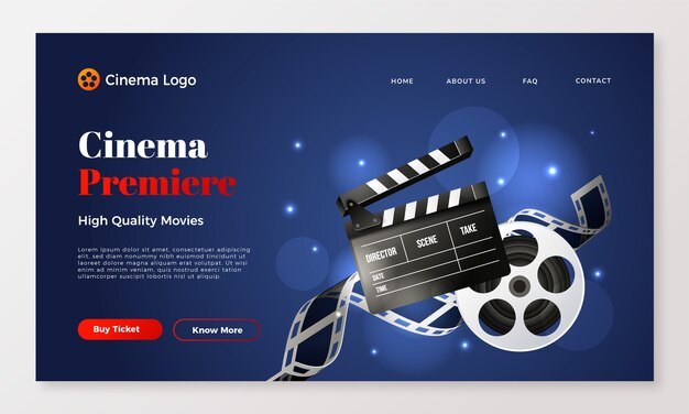Modello di pagina di destinazione realistico per l'evento in anteprima del film