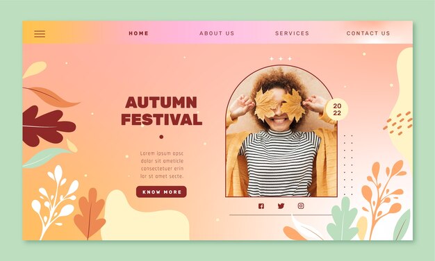 Modello di pagina di destinazione sfumata per la celebrazione del festival di metà autunno