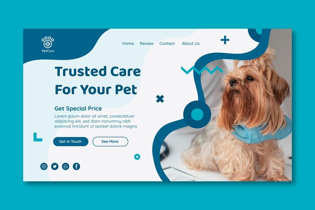 Modello di pagina di destinazione veterinaria