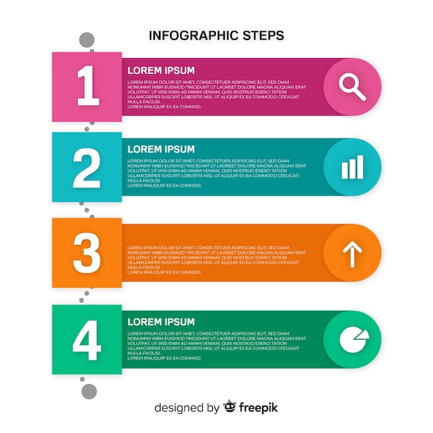 Modello di passaggi infografica piatta
