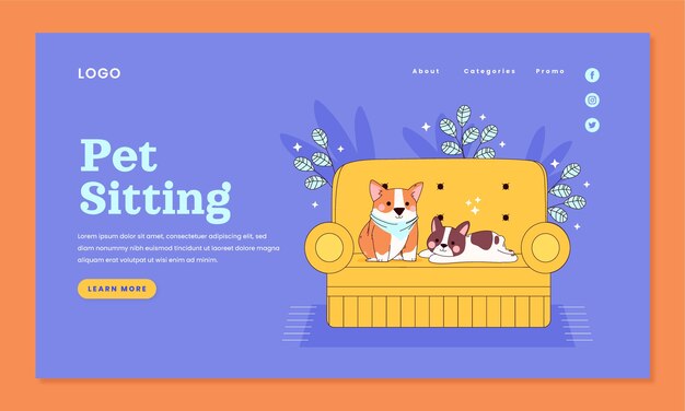 Modello di pet sitter disegnato a mano