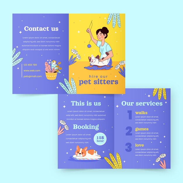 Modello di pet sitter disegnato a mano