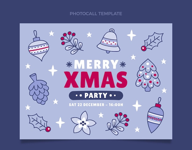 Modello di photocall di natale disegnato a mano