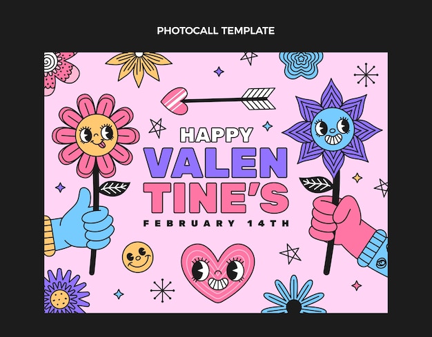 Modello di photocall di San Valentino disegnato a mano