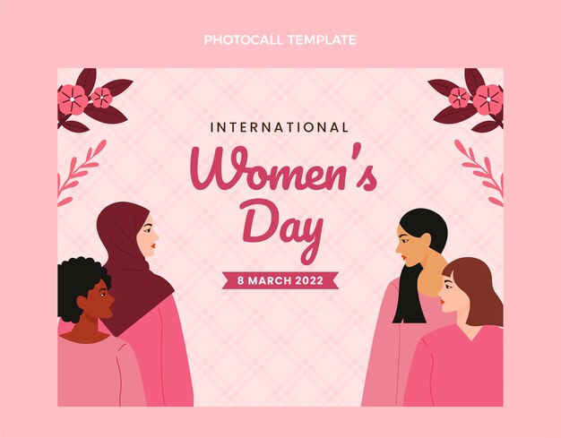 Modello di photocall per la giornata internazionale della donna disegnato a mano