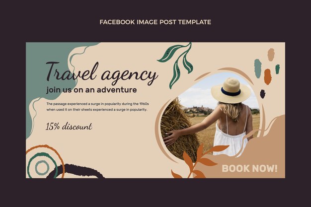 Modello di post di facebook di viaggio disegnato a mano