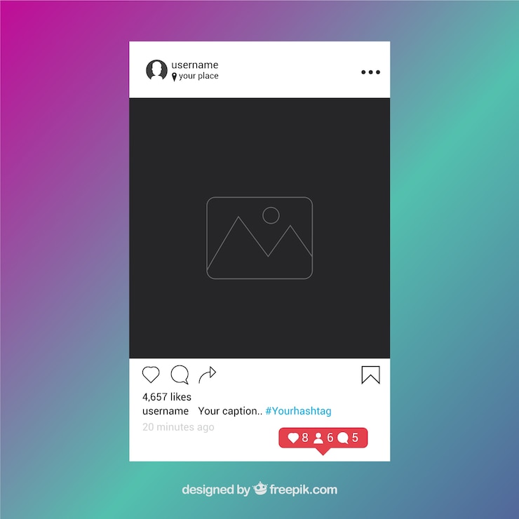 Vettore gratuito modello di post instagram con notifiche