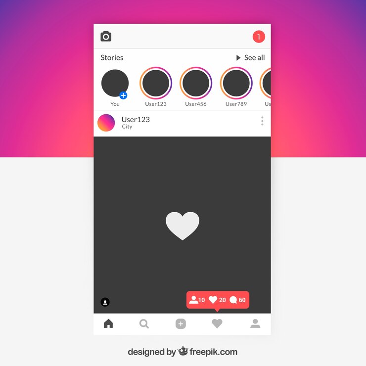 Vettore gratuito modello di post instagram con notifiche