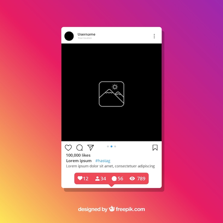 Vettore gratuito modello di post instagram con notifiche
