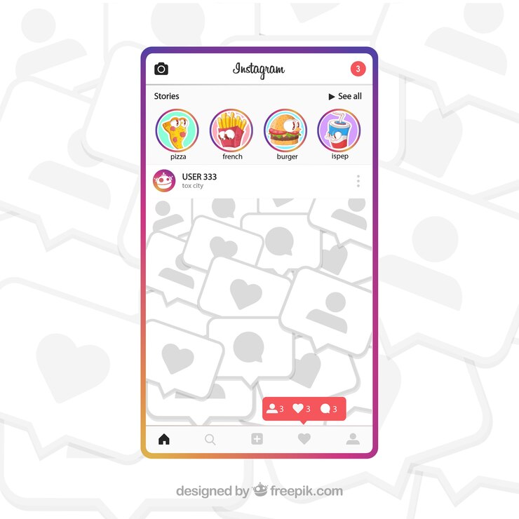 Vettore gratuito modello di post instagram con notifiche
